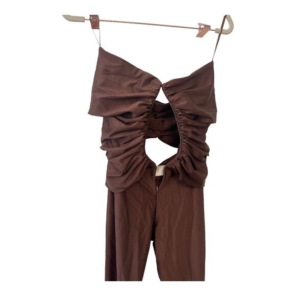 Ronny Kobo Delrey Strapless Cut Out Jumpsuit Catsuit Stretch Jersey Chocolate S - Picture 9 of 14